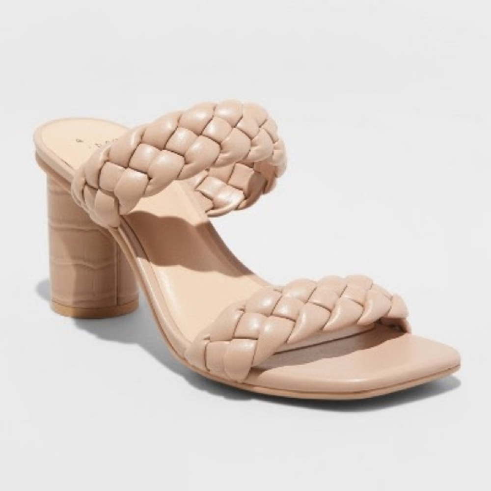 Women's Tan Braided Heeled Sandals